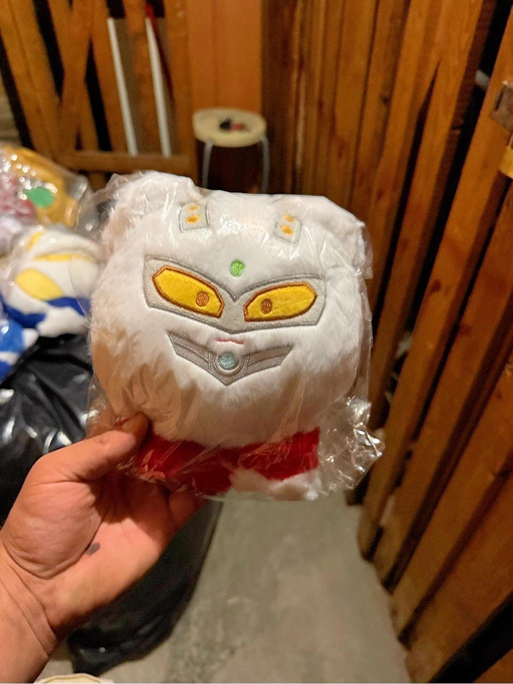 Ultraman Robot Face Stuffed Animal White & Red NWT